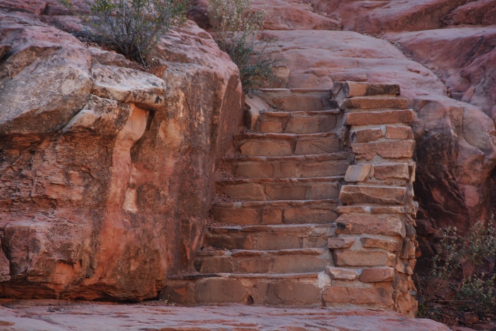 short staircase made of the red rock
